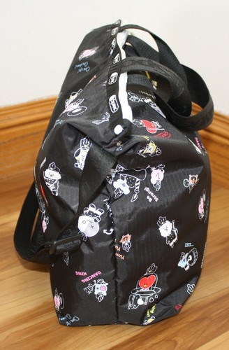 LeSportsac Black/Multi Color Characters Easy Carry Tote Crossbody + Top Handle - Picture 2 of 9