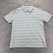 American Eagle Polo Shirt Mens Large Blue Striped Short Sleeve