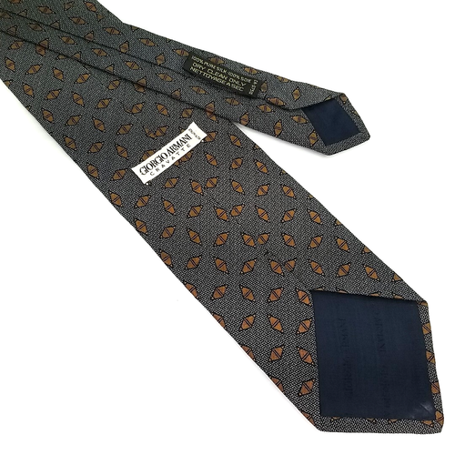 Vtg Giorgio Armani Luxury Tie Gary Geometric Silk Necktie Italy 58" x 3.75" - Imagen 5 de 9