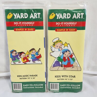Vintage 90s Do-It Yourself Wood Yard Art Pattern Kids with Star Kids Parade