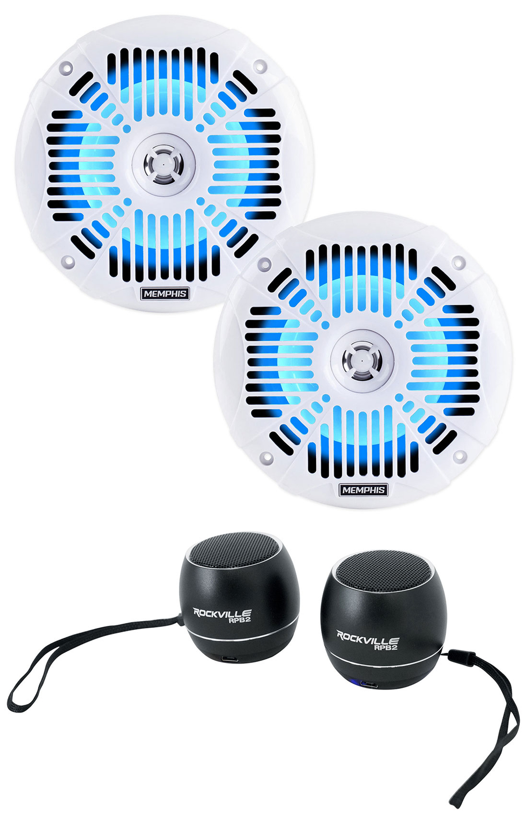 Пара динамиков Memphis Audio MXA602SLW с 65 светодиодами для RZRATVUTV Домашние колонки