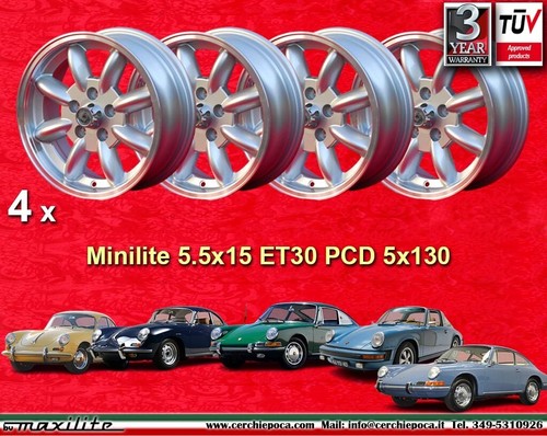 4 Cerchi Porsche Minilite 5.5x15 ET30 5x130 356C C/SC Porsche 911 912 Wheels - 第 1/21 張圖片