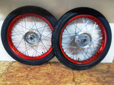 Simson 2 x Rad Räder Alu rot S51 S50 KR51 Schwalbe Star Kompletträder 1,6 1A chr