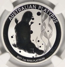 2011-P $100 Australia Platinum Platypus NGC MS69 1oz 999 Fine Queen Elizabeth II