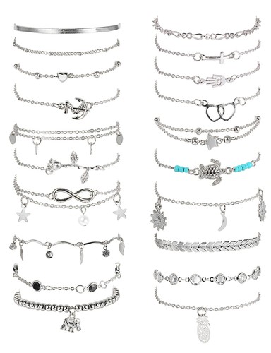 20X Women's Anklets Bracelets, Adjustable Beach Anklet, Heart Star Turtle Anklet - Picture 2 of 11
