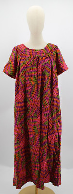 Vintage Benlee Muumuu Dress Womens Small Abstract Maxi Acylic 1960s