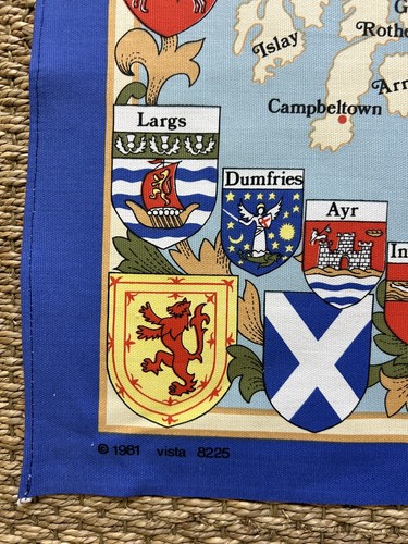 VINTAGE 1980s Clive Mayor Vista SCOTLAND cotton tea towel souvenir UNUSED - Picture 2 of 7