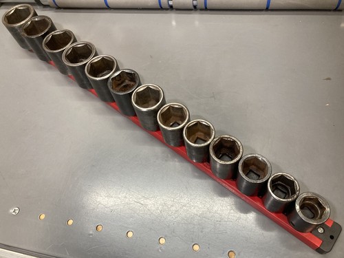 HUGE 13pc MATCO 1/2" Dr 3/4"-1&1/2" SAE 6 Pt Shallow Socket Set w/ RAIL        - Bild 1 von 12