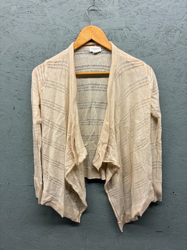 Club Monaco Cardigan Women’s XS Beige 100% Cashmere Open Front Lightweight