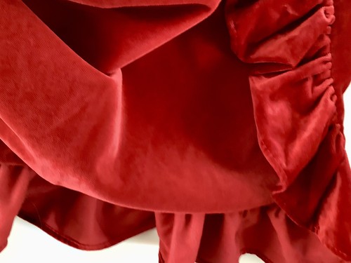 Ralph Lauren Pair of Guinevere Ruffled Red Velvet Euro Pillow Shams 25x25 In - Picture 6 of 13