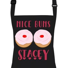 Personalised Funny Apron. Any Name Nice Buns Gift Idea for Her. Adjustable Strap