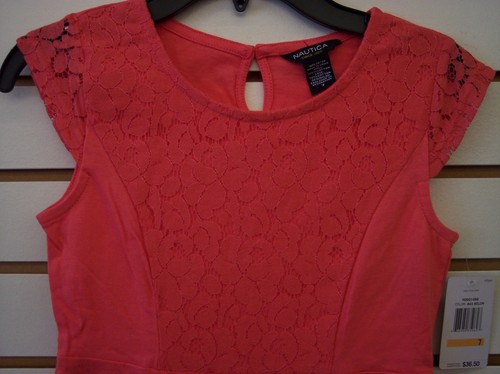 Infant and Girls $36.50 Navy or Melon Nautica Dress w/ Lace Size 12 Months - 10 - Picture 2 of 6