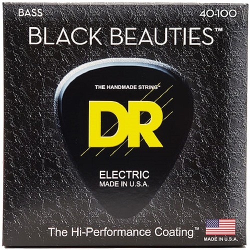 DR BKB-40 'Black Beauties' Color Coated 4-String Bass Guitar Strings 40-100 - Picture 1 of 2