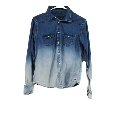 American Eagle Outfitters Denim Shirt Women's Size Medium Ombre Blue