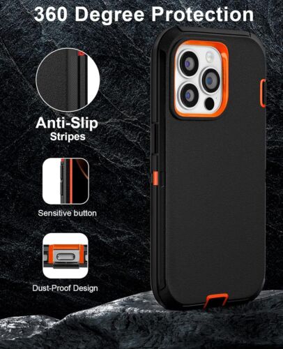 For iPhone 16 15 14 Plus 13 12 Pro Max Shockproof Heavy Duty Case + Belt Clip - Picture 5 of 14