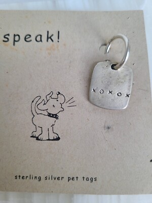 DOGEARED Sterling Silver 925 Square xoxox Pet Tag Charm