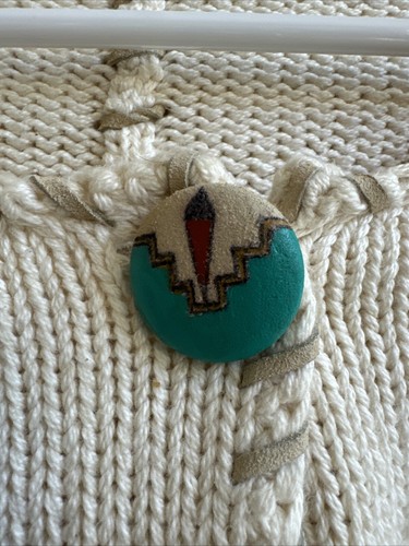 Vintage Sweater Shirt M/L Boho Fringe Aztec Native American Crop Cropped RARE - Picture 3 of 11