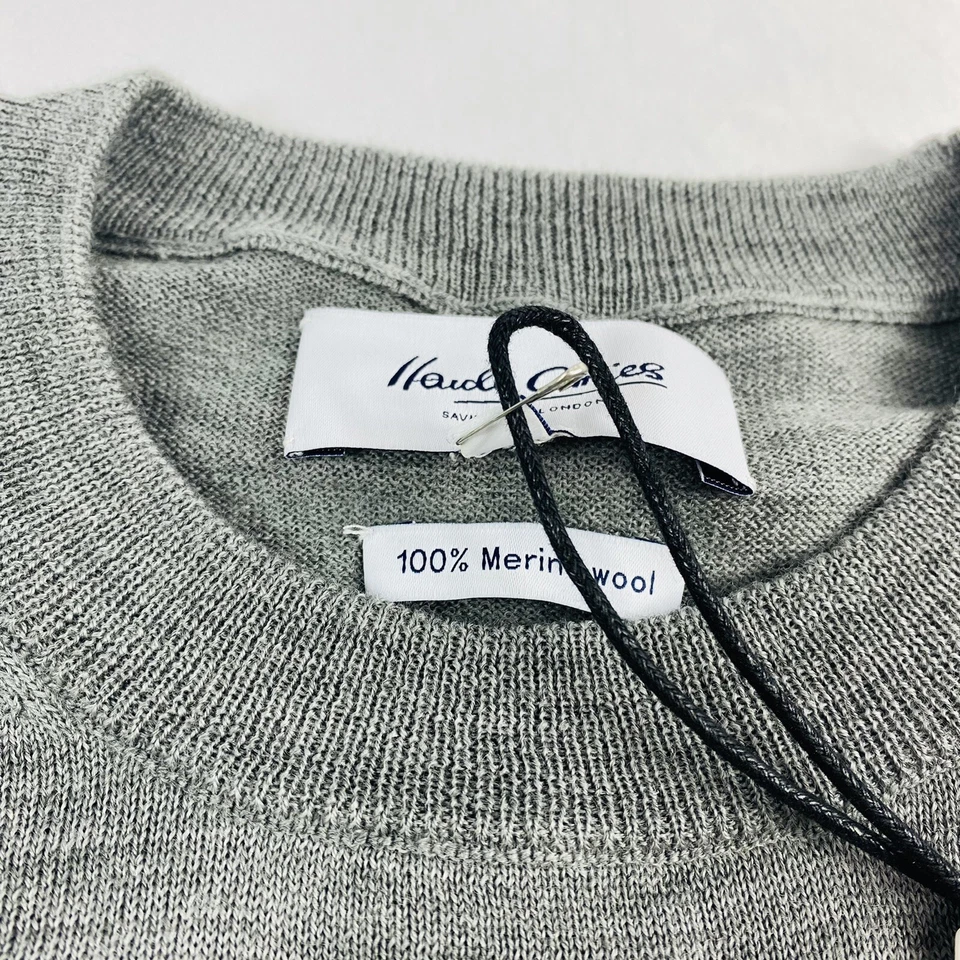 Suéter Hardy Amies Gris Pura Lana Merino Cuello Redondo Talla Pequeña Nuevo con Etiquetas Foto 4 de 4