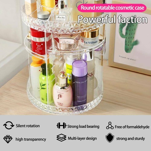 Plastic Cosmetic Makeup Organizer Storage Box Shelf 360 Rotating Display Acrylic - Picture 4 of 12