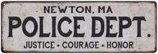 NEWTON, MA POLICE DEPT. Home Decor Metal Sign Gift 106180012342