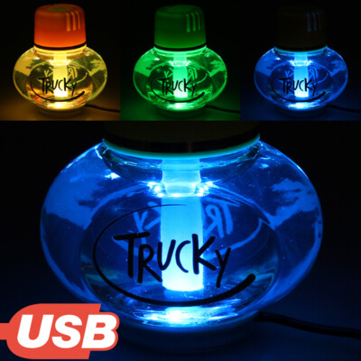 Lufterfrischer New Car Duft mit Poppy USB 5V 7 LED Beleuchtung LKW KFZ Auto Bus