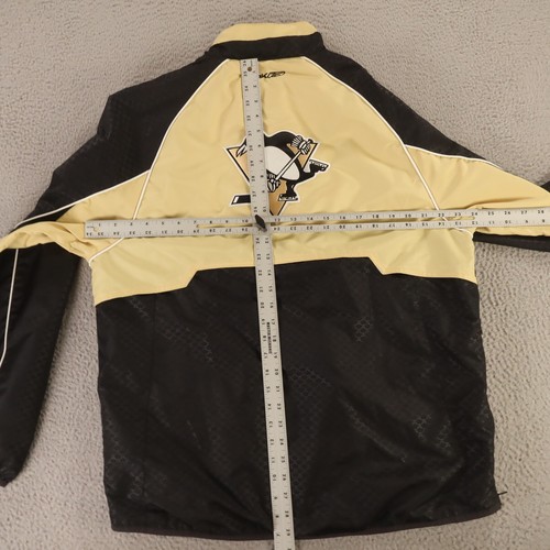 Pittsburgh Penguins Jacket Mens M Black Yellow Windbreaker Reebok NHL Hockey - Picture 11 of 14