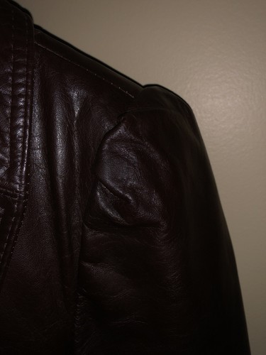 Vintage AVANT GARDE Women's Leather Jacket Sz 8 fits XS/S 1 button peplum back - Picture 4 of 11