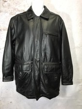 Vintage Members Only Motorcycle Jacket Parka Long Black Leather Coat S B4