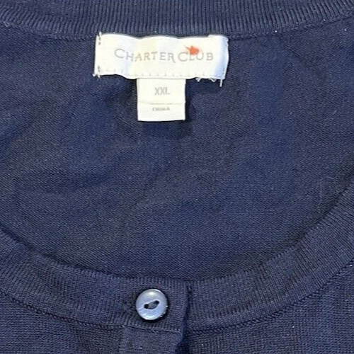 Charter Club Strickjacke Pullover Übergröße 2XL dunkelblau weiß gestreift Fransen Spitze - Bild 3 von 8