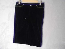 Voyage Passion Velvet pencil skirt Size UK 10 black with purple & green trim