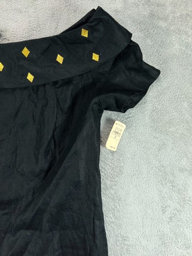 NWT Vintage Paul Alexander Dresses 12 Black 100% Linen Midi Neiman Marcus DOS - 第 6/13 張圖片