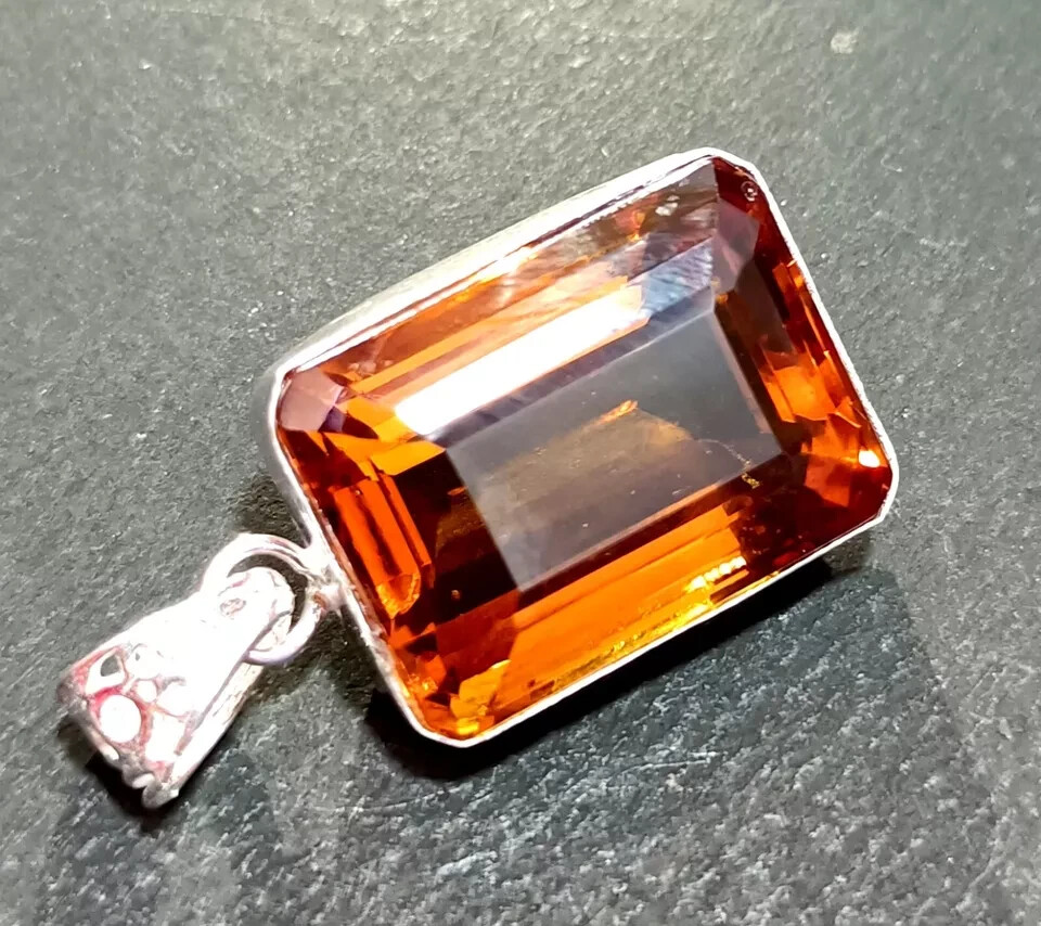 Certified 82.0 Ct Natural Zultanite 7-Color Emerald Cut Pendant in 925 Silver