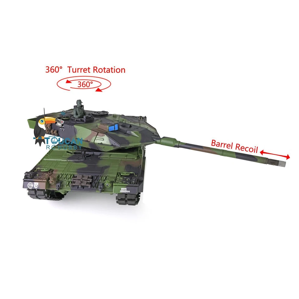 1/16 Henglong 7.0 Plastic Leopard2A6 3889 BB IR RC Tank W/ 360° Barrel Recoil - Image 3 of 4