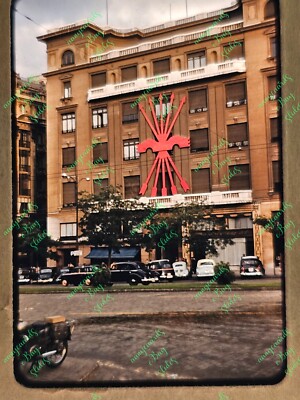 1956 MADRID SPAIN OLD CARS AT GENERAL SECRETARIAT OF THE MOVEMENT STREET SCENE
