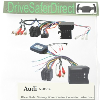 Adaptor and Facia Adaptor in Black Audi A4/ B7/ ISO 04/ Double Din Radio Installation Kit including Cable Symphony