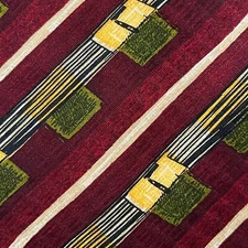 Peter Thomas Men's Tie Red Yellow Striped Geometric 100% Silk USA