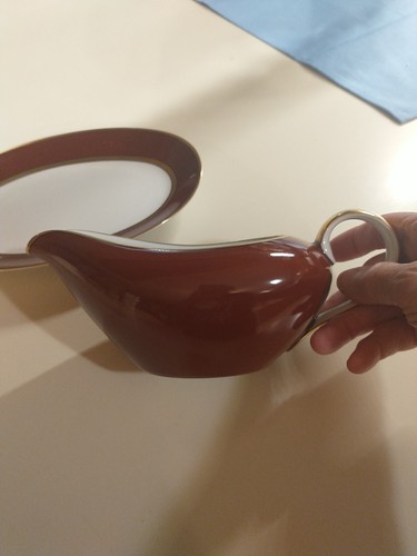 Fitz & Floyd Fine Porcelain China Renaissance Cinnabar Gravy Boat/Underplate New - Picture 3 of 6