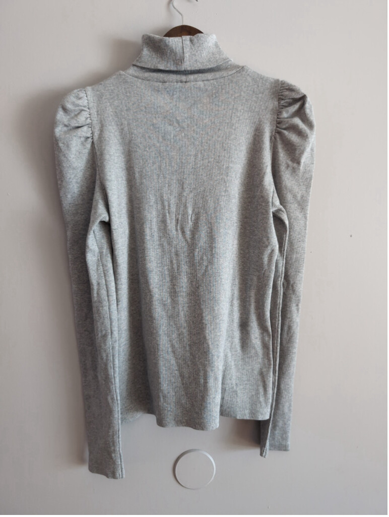 Veronica Beard Cedar Turtle Neck Gray Ribbed Top … - image 3