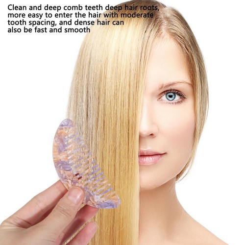 Acetate Hair Comb U-shaped Wide Tooth Hair Comb Non-knotted Thin/Wavy Hair Comb - Picture 7 of 14