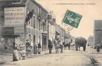 Carte Postale Ancienne Crosnes (91) – Rue Masset / Café – Années 1910