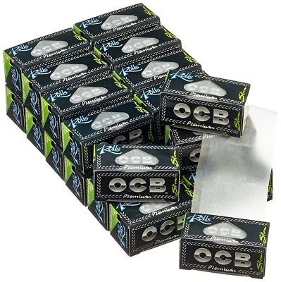 OCB Premium Slim Rolls 10 or 24 Rolls Ultra Thin Smoking Rolling Paper Black Box