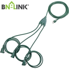 BN-LINK Outdoor Extension Cord 1 to 3 Splitter, 25 / 32 Ft Power Cord, 16/3 SJTW