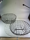 2) Large Wire Fruit, Egg, Bowl, Rustic Kitchen Basket, Wire Grid Pattern 14x10x5