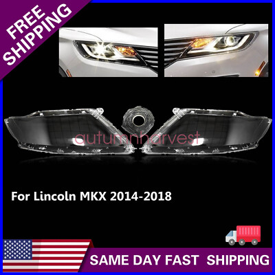 Pair Front Headlight Headlamp Lens Covers For Lincoln MKX 2014-2018 Left&Right