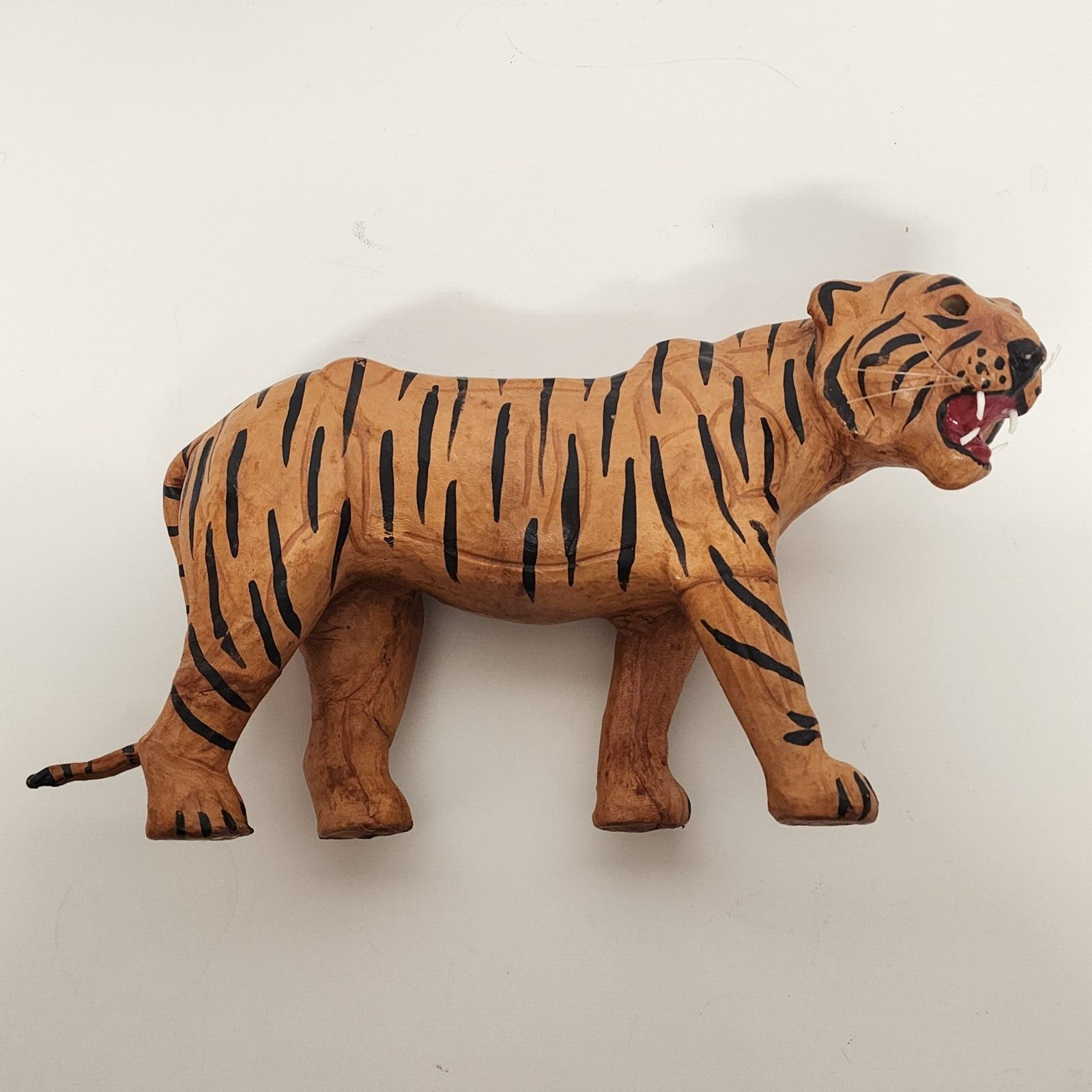 Large Vintage Leather Tiger Statue 15 Long 9 1/2 