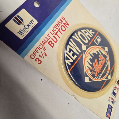 Vintage New on Card New York Mets Baseball Official MLB 3 1/2 In Button Pin USA - Picture 13 of 15