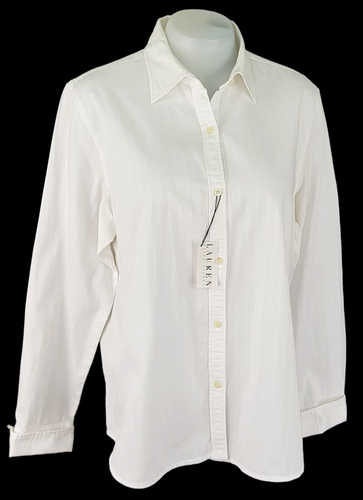 Lauren Ralph Lauren Damen weiß L/S ABEND FORMELLES SHIRT französische Manschetten - L - £ 119
