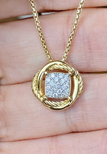 David Yurman 18k Diamond Infinity 17” Box Chain Necklace $2250+ Mint 8.5g 0.6” - Picture 2 of 15