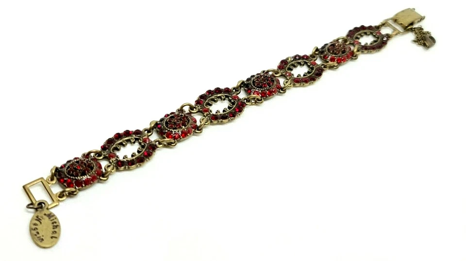 Hermosa Pulsera Michal Negrin Cristal Rojo Suave Única. Foto 4 de 4