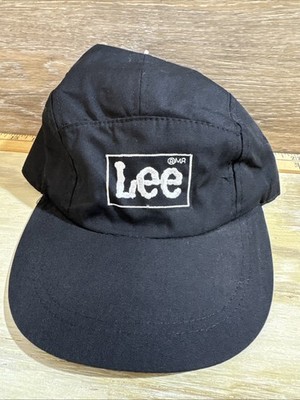 Vintage Lee Jeans Mr Lee Cap Hat Black Stitched Adjustable 5 Panel